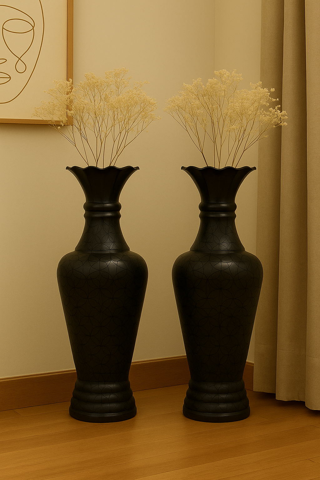 Ebony Bloom Floor Vase - Duo